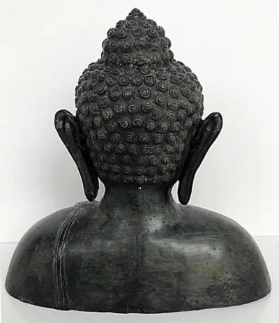Bronze Thailand Figurative Buddha Sculpture Bust 20th Century with Patina