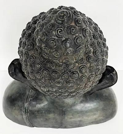Bronze Thailand Figurative Buddha Sculpture Bust 20th Century with Patina