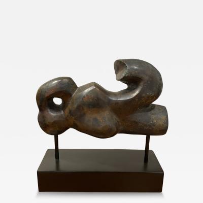 Bronze abstract figural sculpture in the style of Henry Moore