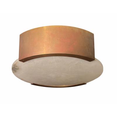 Bronze and Alabaster Flush Mount Light Fixture