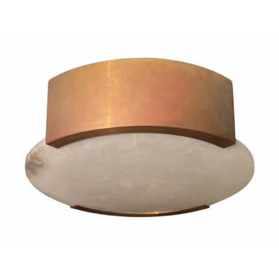 Bronze and Alabaster Flush Mount Light Fixture
