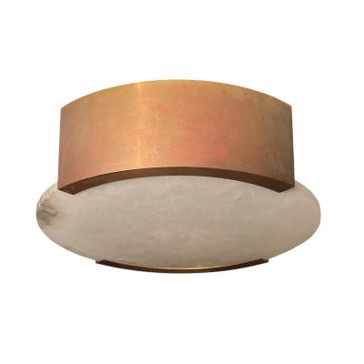 Bronze and Alabaster Flush Mount Light Fixture