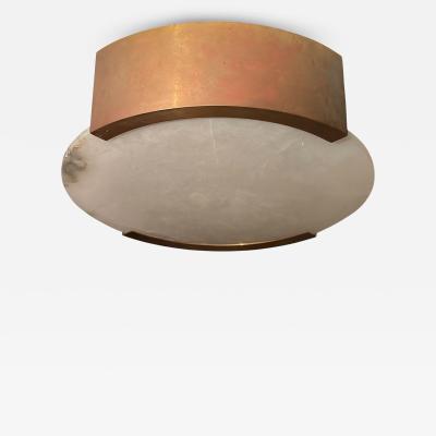 Bronze and Alabaster Flush Mount Light Fixture