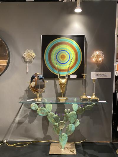 Bronze and Amethyst Prickly Pear Cactus Console Table