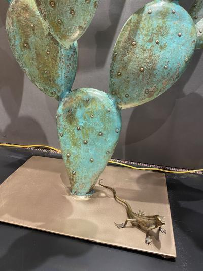 Bronze and Amethyst Prickly Pear Cactus Console Table