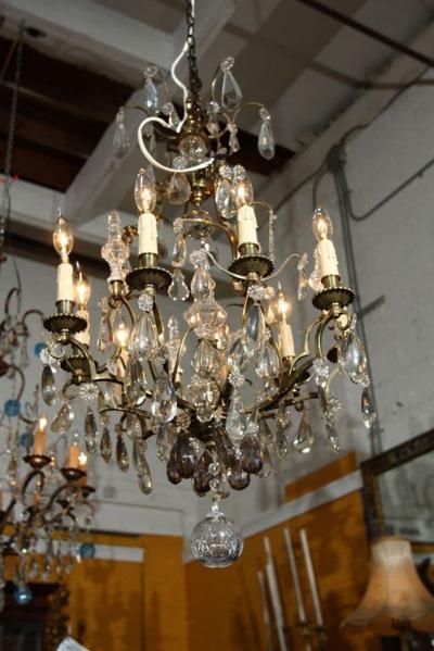 Bronze and Crystal Chandelier