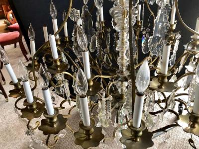 Bronze and Crystal Palatial Thirty Light Chandelier