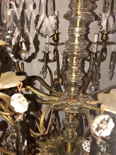 Bronze and Crystal Palatial Thirty Light Chandelier