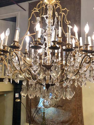 Bronze and Crystal Palatial Thirty Light Chandelier