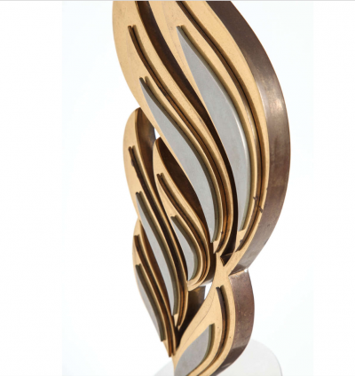 Bronze and aluminum sculpture and brass rotating the flame Nameless 