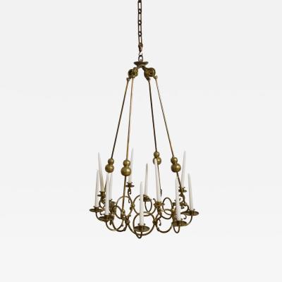 Bronze and brass 12 candles ceiling lamp 19th c 