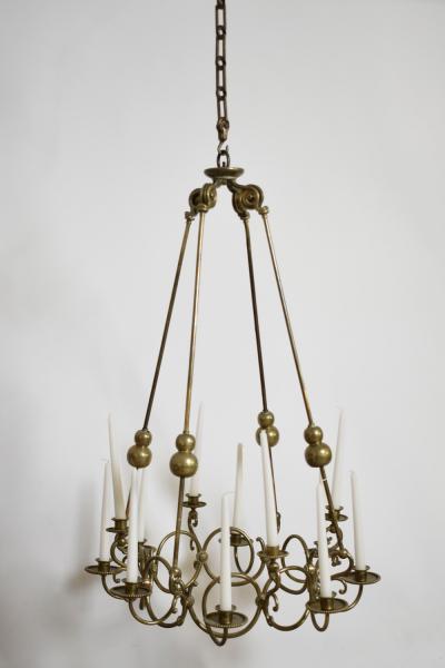 Bronze and brass 12 candles ceiling lamp 19th c 