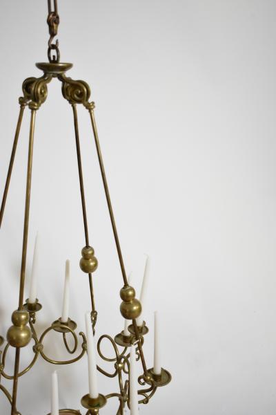 Bronze and brass 12 candles ceiling lamp 19th c 