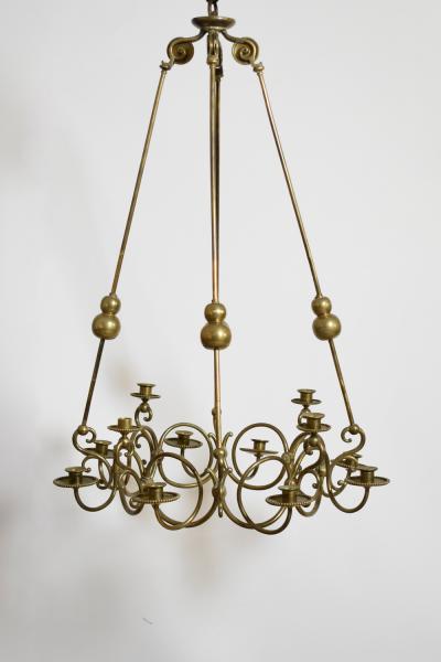 Bronze and brass 12 candles ceiling lamp 19th c 