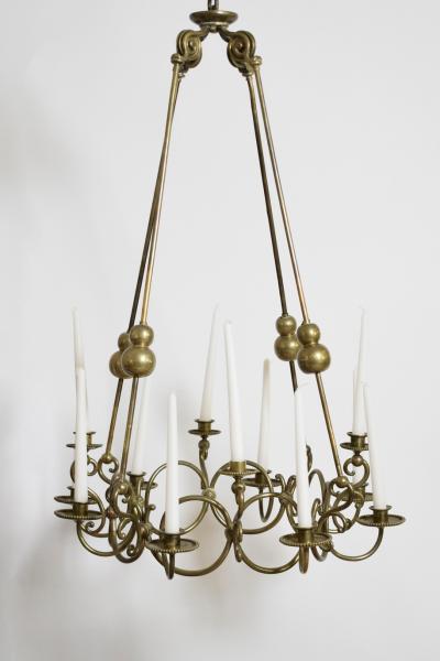 Bronze and brass 12 candles ceiling lamp 19th c 