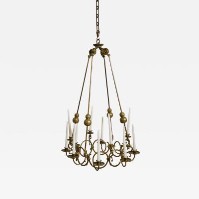 Bronze and brass 12 candles ceiling lamp 19th c 