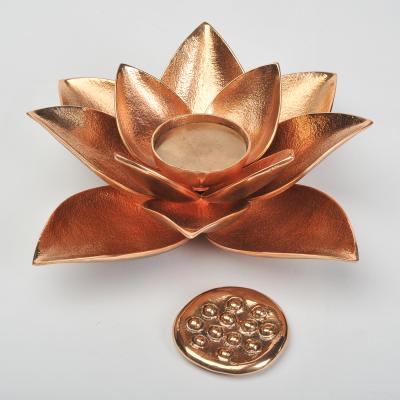 Bronze lotus flower candle holder