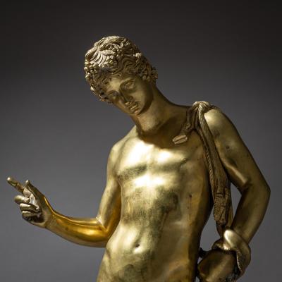 Bronze of Narcissus after the Antique Signed Michele Amodio Naples 19th C