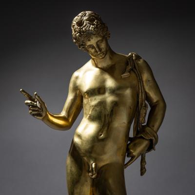 Bronze of Narcissus after the Antique Signed Michele Amodio Naples 19th C