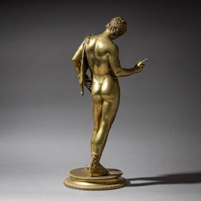 Bronze of Narcissus after the Antique Signed Michele Amodio Naples 19th C