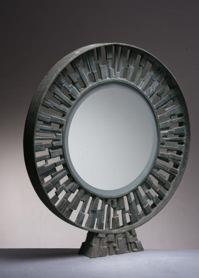 Bronze sculptural console mirror