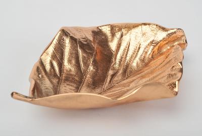 Bronze teak leaf bowl