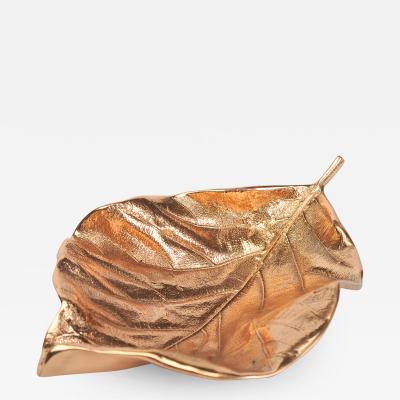 Bronze teak leaf bowl
