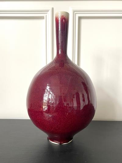 Brother Thomas Bezanson Early Large Ceramic Vase with Sang de Boeuf Glaze by Brother Thomas Bezanson