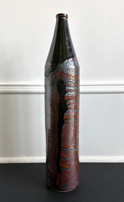 Brother Thomas Bezanson Early Tall Ceramic Vase with Unique Glaze by Brother Thomas Bezanson