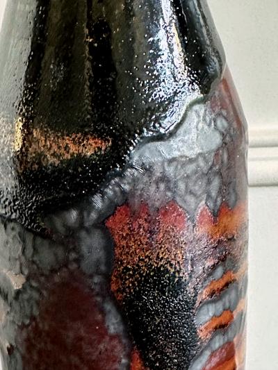 Brother Thomas Bezanson Early Tall Ceramic Vase with Unique Glaze by Brother Thomas Bezanson