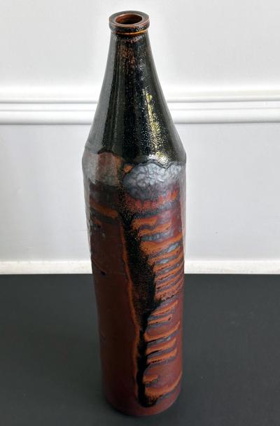 Brother Thomas Bezanson Early Tall Ceramic Vase with Unique Glaze by Brother Thomas Bezanson