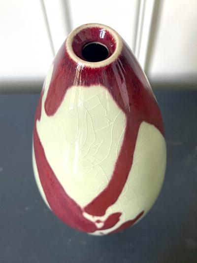 Brother Thomas Bezanson Porcelain Celadon Vase with Copper Glaze by Brother Thomas Bezanson