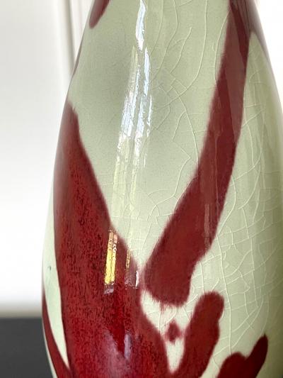 Brother Thomas Bezanson Porcelain Celadon Vase with Copper Glaze by Brother Thomas Bezanson