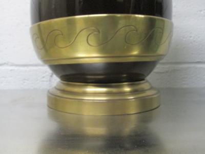 Brown Ceramic and Brass Lamp
