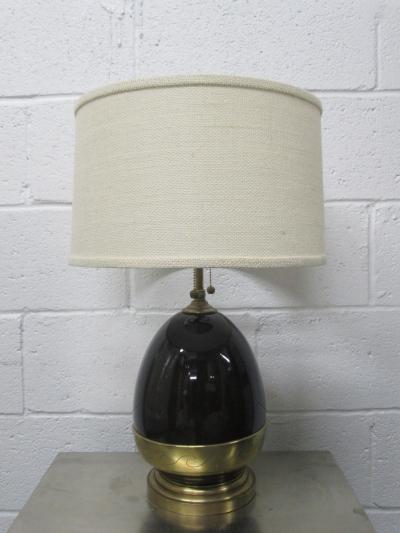 Brown Ceramic and Brass Lamp