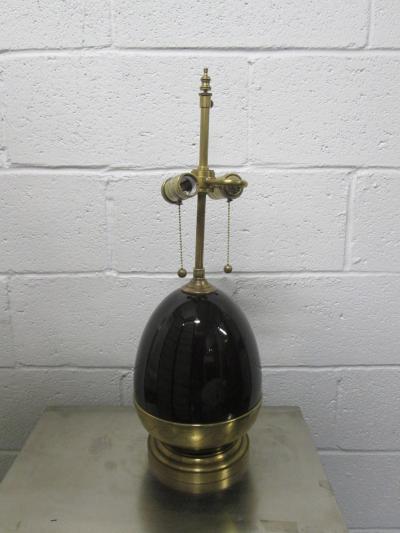 Brown Ceramic and Brass Lamp