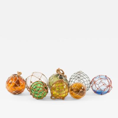 Brown Glass and Rope Fishing Floats