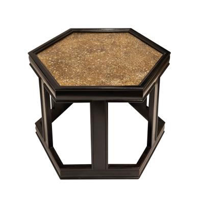 Brown Saltman Brown Saltman Occasional Tables with Gold Copper Resin Tops 1960s Signed 