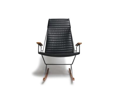 Brown Saltman Gerald McCabe for Brown Saltman Steel and Walnut Mid century Rocking Chair