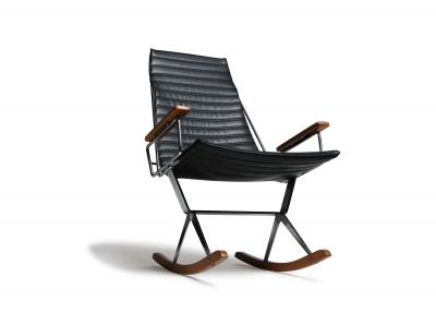 Brown Saltman Gerald McCabe for Brown Saltman Steel and Walnut Mid century Rocking Chair