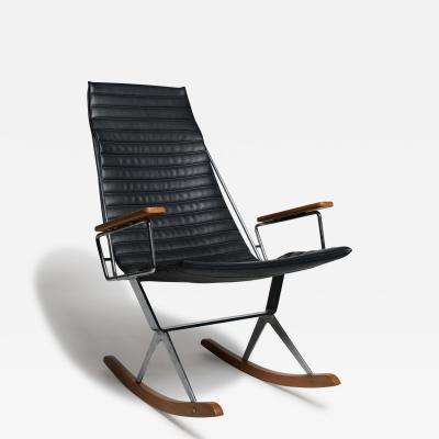 Brown Saltman Gerald McCabe for Brown Saltman Steel and Walnut Mid century Rocking Chair
