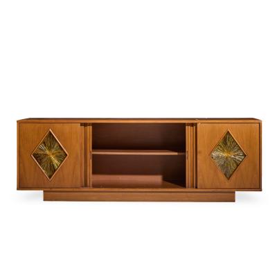 Brown Saltman John Keal for Brown Saltman Style Mid Century Tambour Door Credenza and Hutch