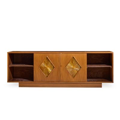 Brown Saltman John Keal for Brown Saltman Style Mid Century Tambour Door Credenza and Hutch