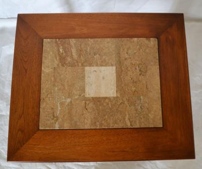Brown Saltman Matched Pair of Stone Inlayed End Tables from Brown Saltman