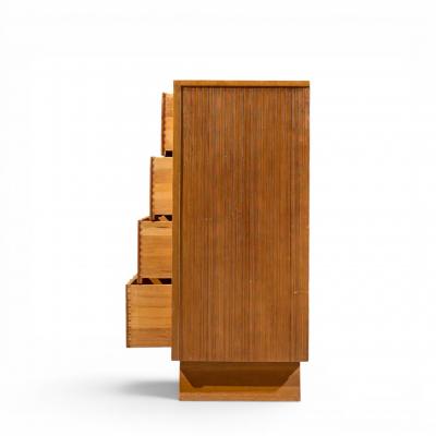 Brown Saltman Paul Frankl for Brown Saltman Mid Century Oak and Brass Highboy Dresser