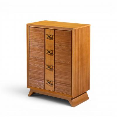 Brown Saltman Paul Frankl for Brown Saltman Mid Century Oak and Brass Highboy Dresser