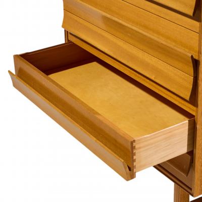Brown Saltman Paul Laszlo for Brown Saltman Mid Century Bleached Mahogany Highboy Dresser