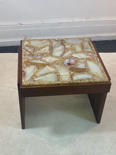 Brown Saltman UNUSUAL PAIR OF MID CENTURY SPECIMEN TOP TABLES