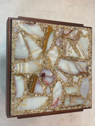 Brown Saltman UNUSUAL PAIR OF MID CENTURY SPECIMEN TOP TABLES