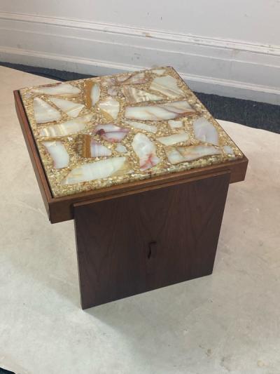 Brown Saltman UNUSUAL PAIR OF MID CENTURY SPECIMEN TOP TABLES